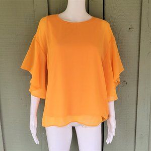 DONNA KARAN Mango Chiffon Flutter Top Medium M